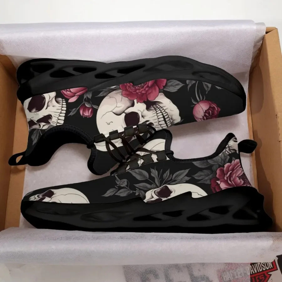 أحذية رياضية كاجوال مطبوعة على شكل جمجمة وأحمر وردية غير قابلة للانزلاق أحذية رياضية للرجال والنساء أحذية رياضية للجري والتنس أحذية رياضية بيضاء للمشي للرجال #3