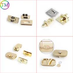 Hoge Kwaliteit Licht Goud Metalen Gesp Turn Lock Twist Lock Rechthoek Hanger Sluiting Sluiting Sloten Accessoires Voor Handtassen