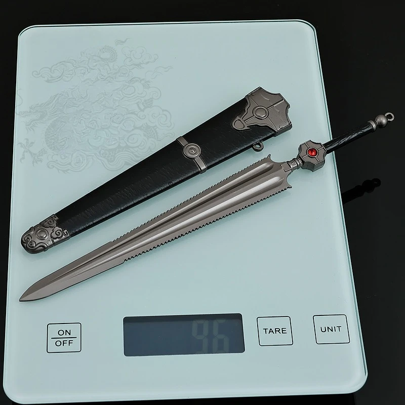22 cm/8,6 pollici Sette spada sotto Tianshan Film e televisione Armi periferiche Modello Ornamento artigianale in metallo con guaina Spada divina