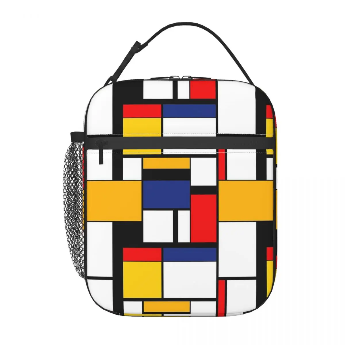 Funny Piet Mondrian Minimalist De Stijl Modern Art Insulated Lunch Bag Children Leakproof Food Boxes Thermal Lunch Box Tote