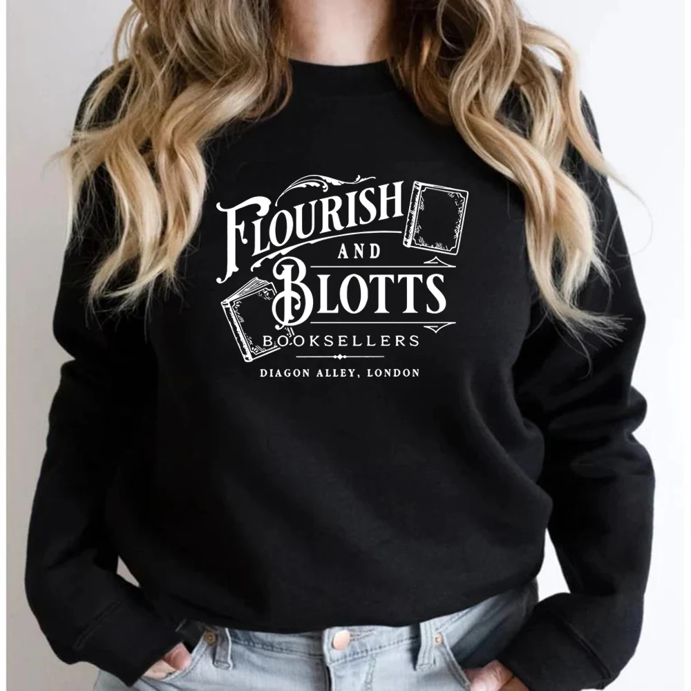 

Wizard Book Shop Crewneck Sweatshirt Book Nerd Hoodie Flourish and Blotts Sweatshirts Magic School Sweater Bookish Pullovers Top