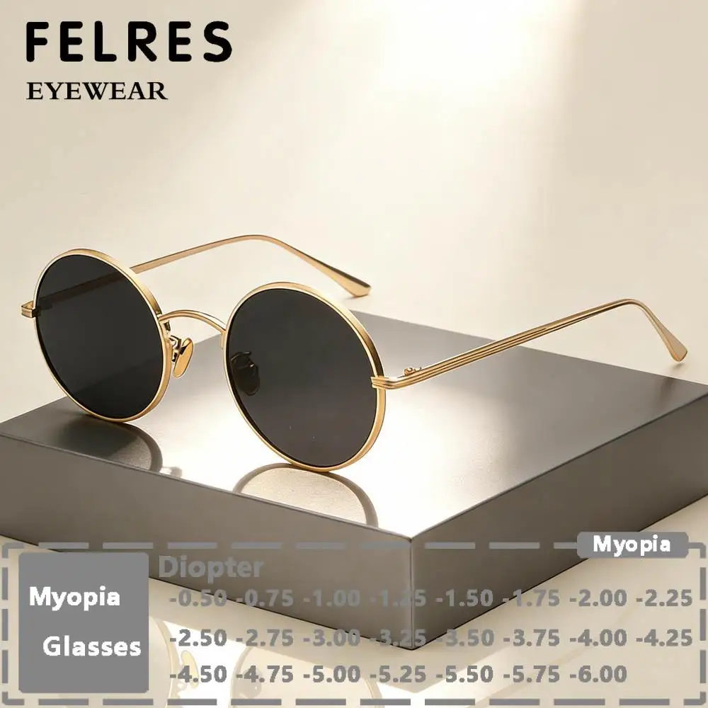Metal Round Vintage Punk Myopia Sunglasses Men Women Designer Tinted Prescription Glasses Shade Sun Eyewear Negative Diopter
