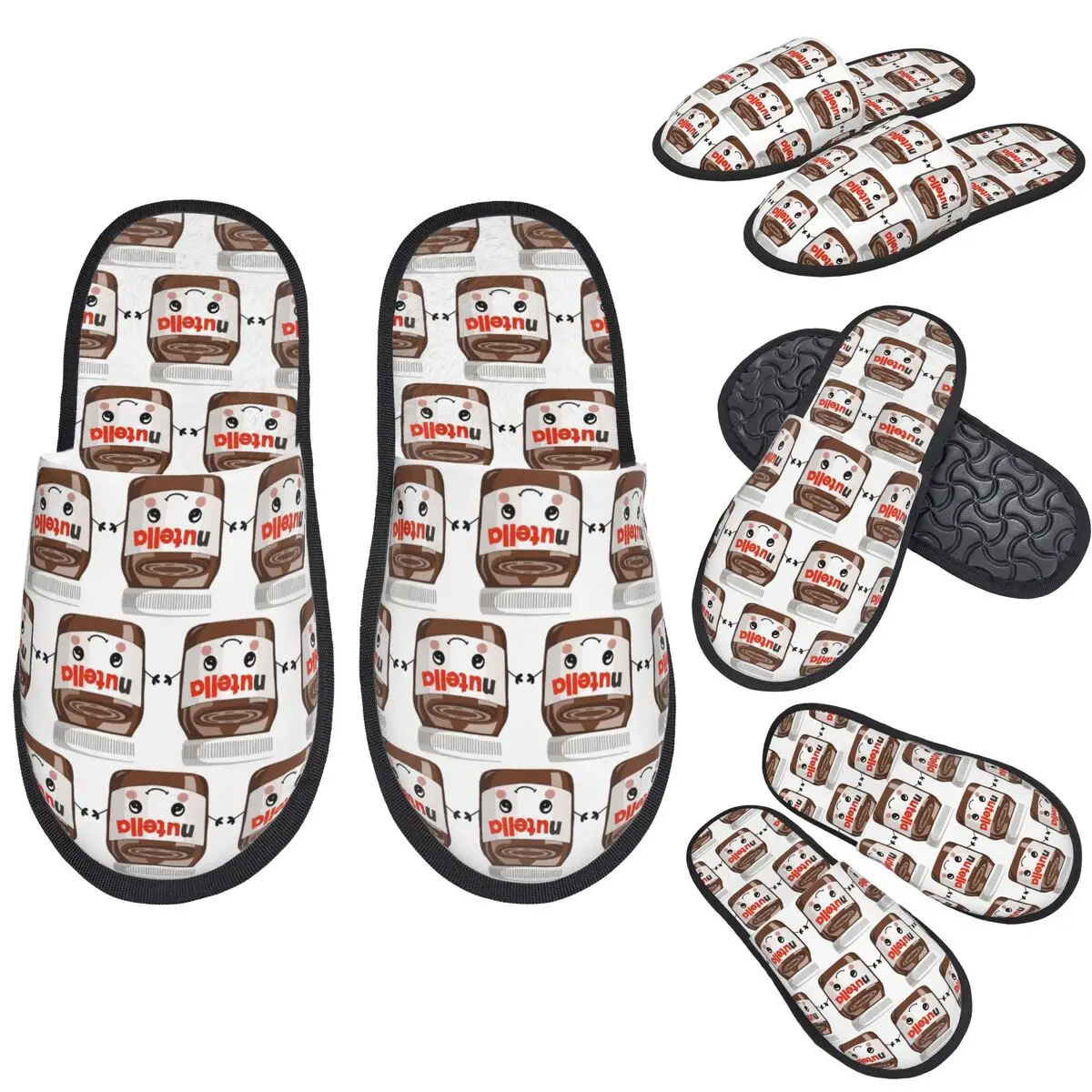Custom Nutella Cutie Slippers Memory Foam Warm Soft Women House Slipper Bedroom Fluffy Shoes