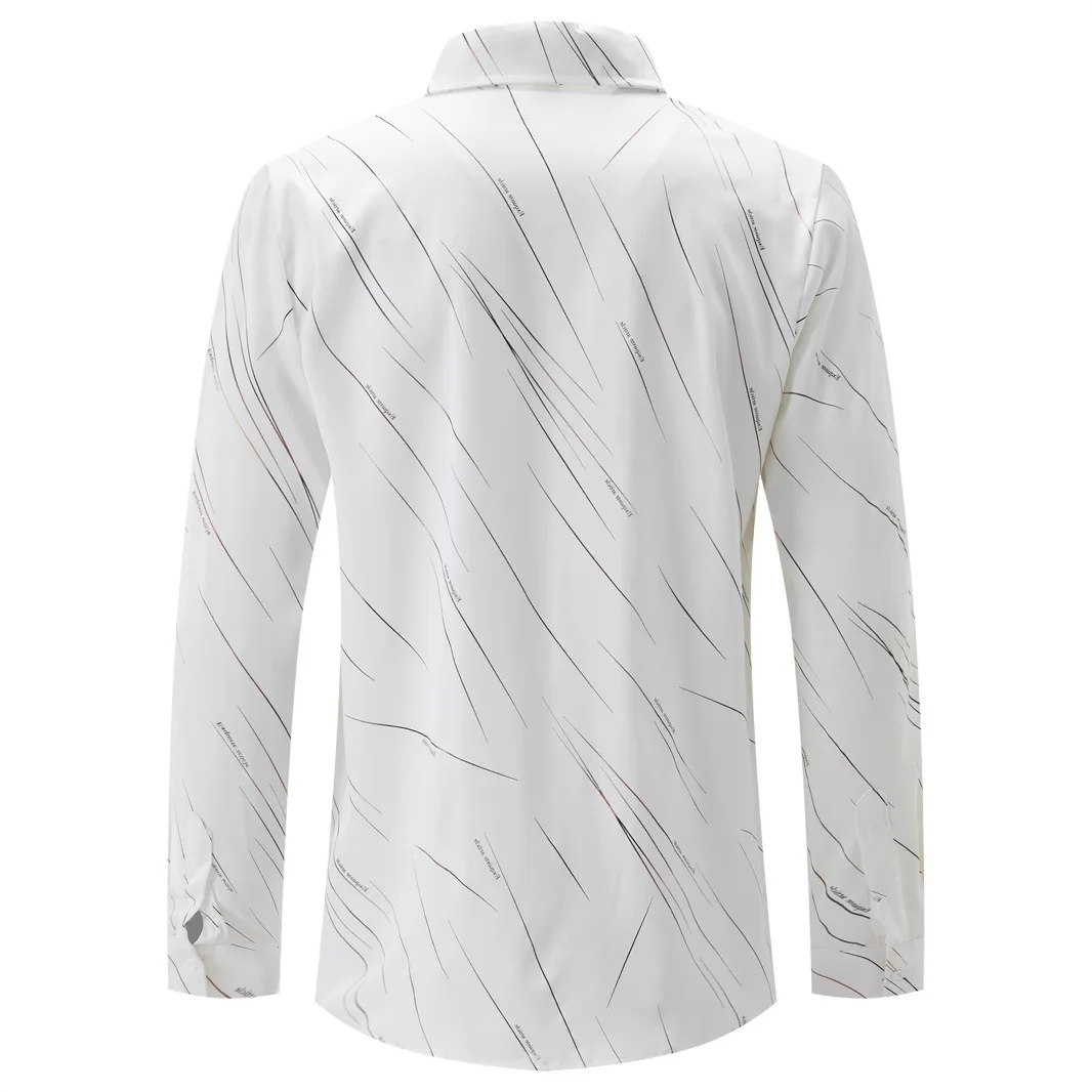 The New Men's Shirt Is A Casual Street Fashion, Breathable Striped Single-Breasted Lapel Long-Sleeved Cardigan
