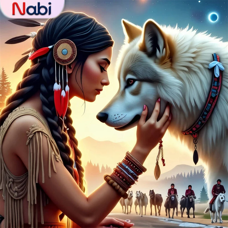 

Nabi Алмазная вышивка женский портрет полный квадратный круглый алмазная живопись волк рукоделие мозаика собака животное ремесло