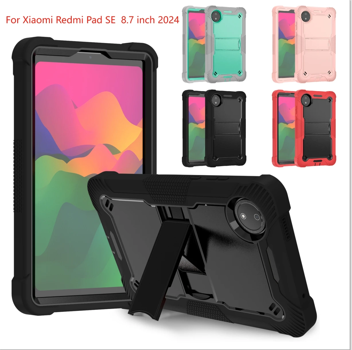 Armor Case For Xiaomi Redmi pad SE 8.7 inch 2024 8.33*4.94*0.35 inch Kids Tablet Cover Hard PC Stand Shockproof Shell Kickstand