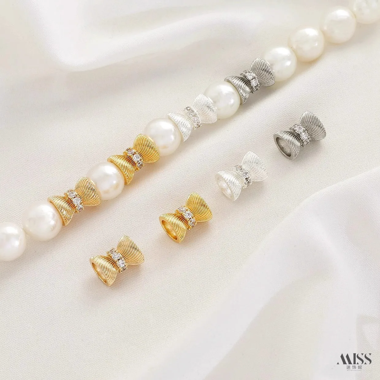 14K & 18K Gold Plated Twisted Waist Double End Bead Caps, Spacer Beads DIY Bracelet Necklace Jewelry Accessories