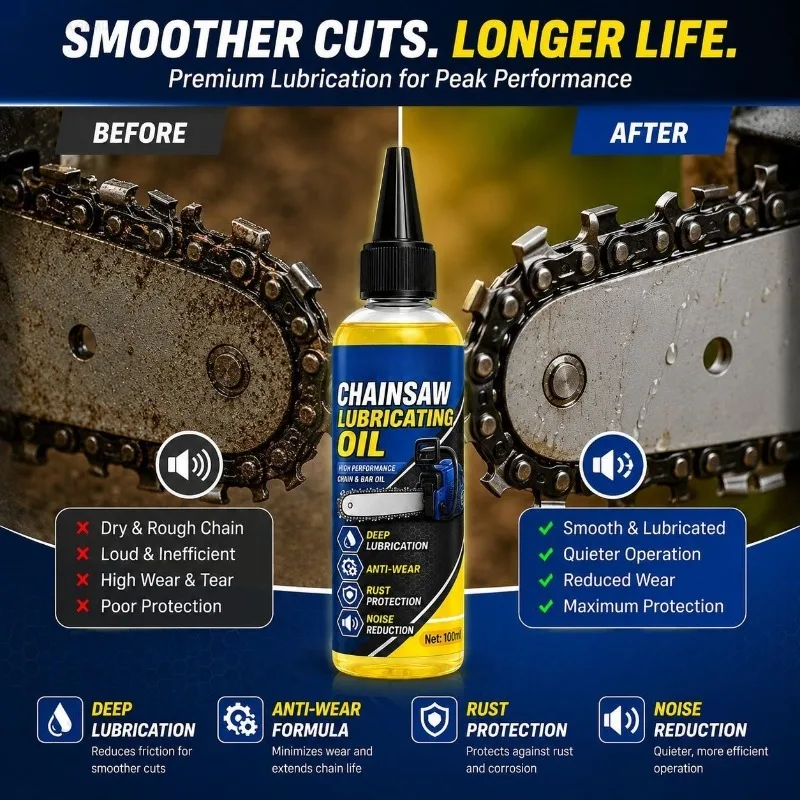 Bike Chain Lubricant Chainsaw Lubricating Oil 100ml Rust-Proof Deep Penetrating Lubricant Hedge Trimmer Multi-Purpose Lubricant
