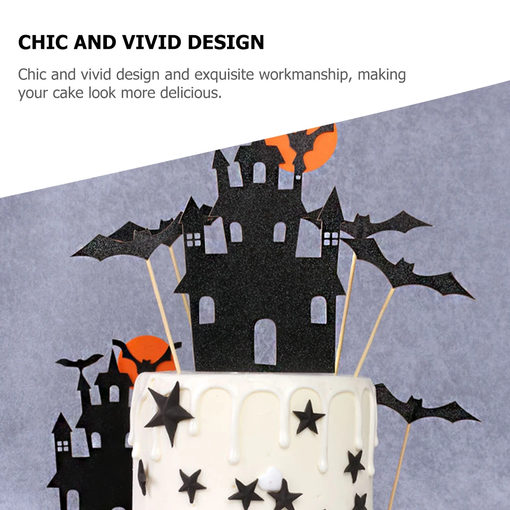 

40 Pcs Bat Cake Card Insert Cakes Decorative Toppers for Party Props Hat Acrylic Designed Inserts Cupcake Decors