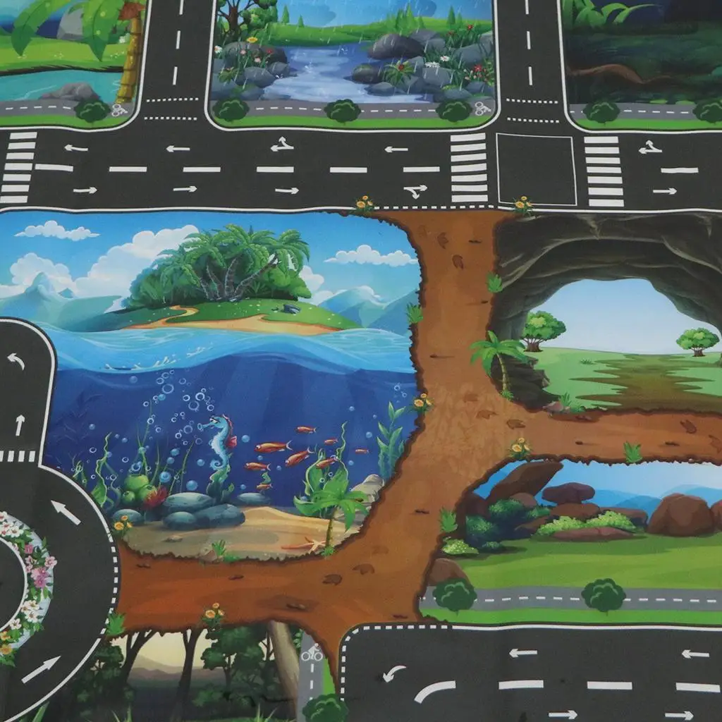 Plastic Road Traffic Play Mat Toy Car Track System Carpet for Kids Simulation Pretend Play Set