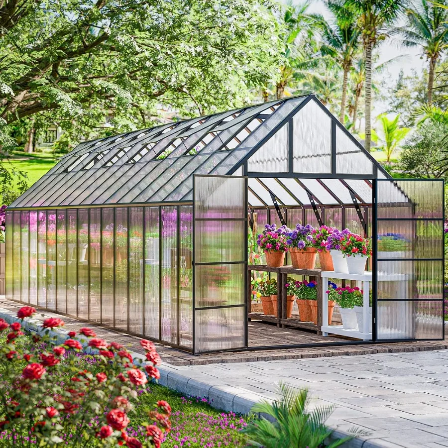 32x10 Feet X Large Outdoor Greenhouse, Easy Assembly Heavy Duty Frame
