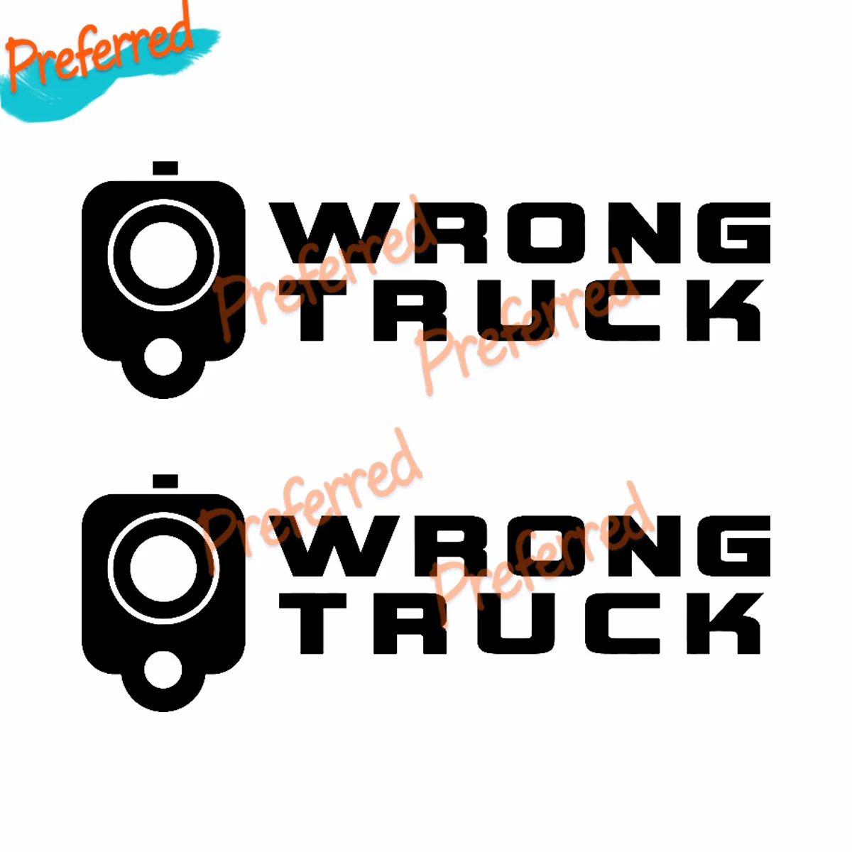 2 X WRONG TRUCK Gun Barrel Pistol Warning Stickers, 40,45, Suitable for Gun Enthusiasts Decal Customizable in Any Size