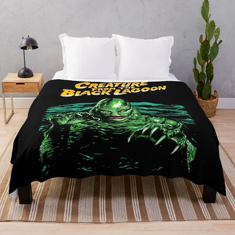 

Retro Vintage Creature from the Black Lagoon Throw Blanket Beautifuls Soft Plaid Blankets