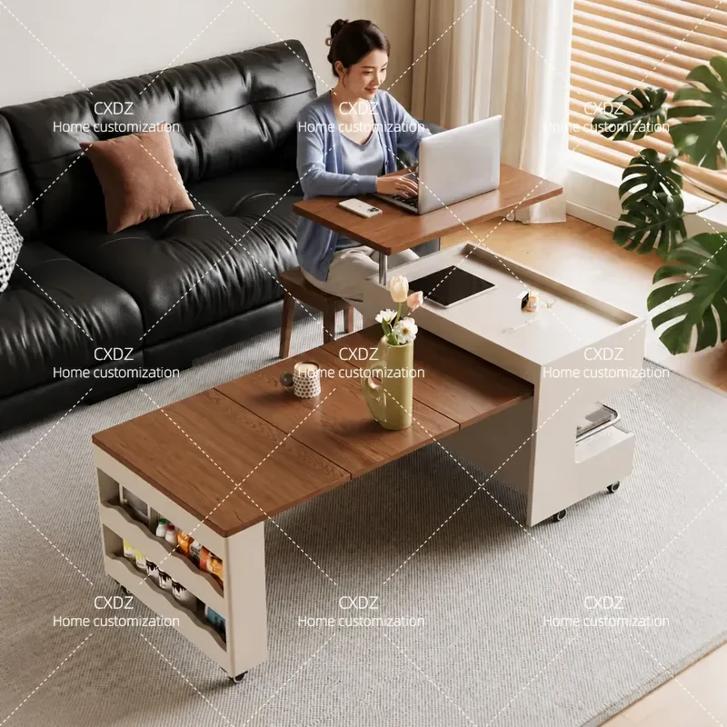 Balcony modern mobile trolley living room coffee table sofa side cabinet folding dining table mobile island small apartment