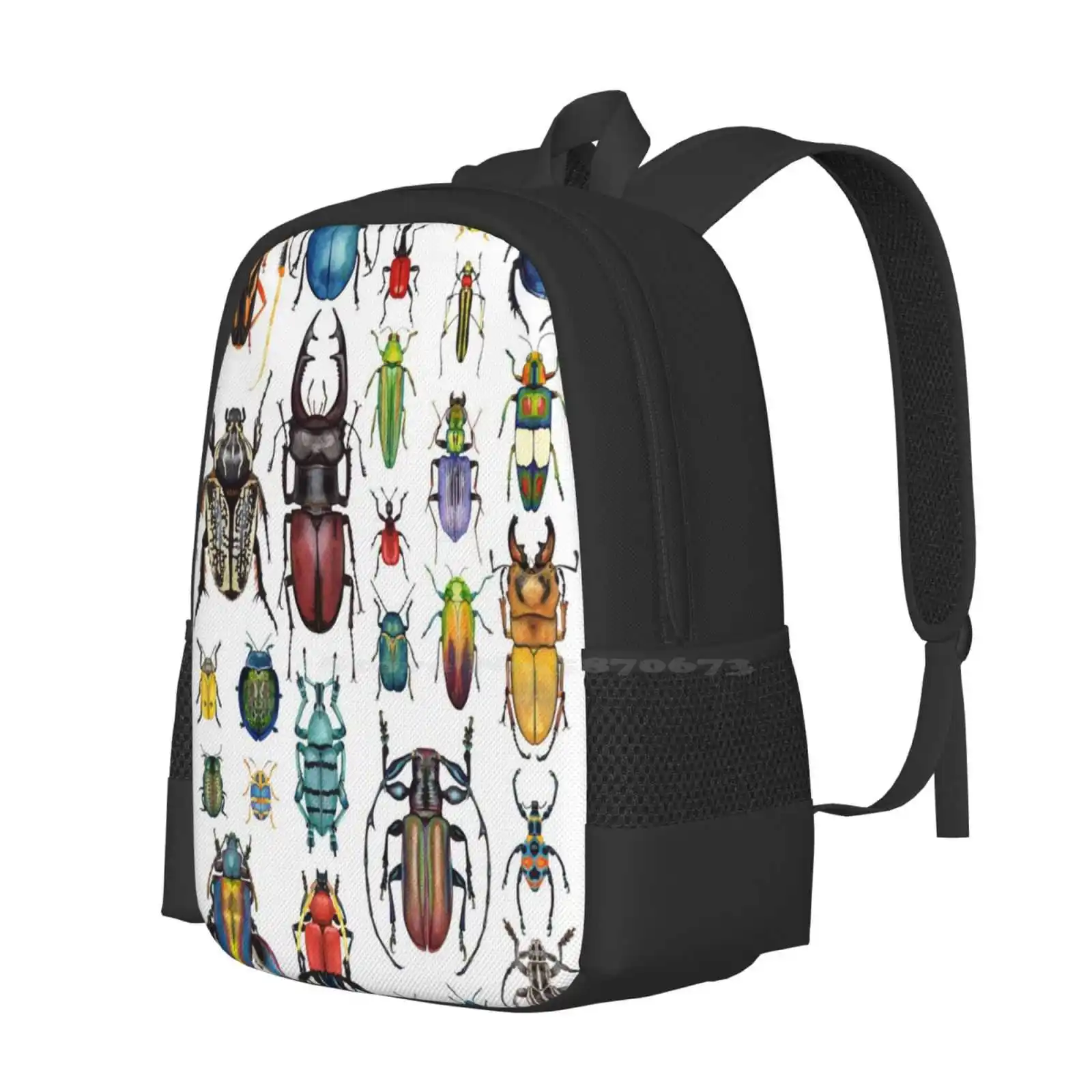 Beetle Collection Backpacks For School Teenagers Girls Travel Bags Bugs Beetles Beetle Collection Beautiful Insects Watercolor