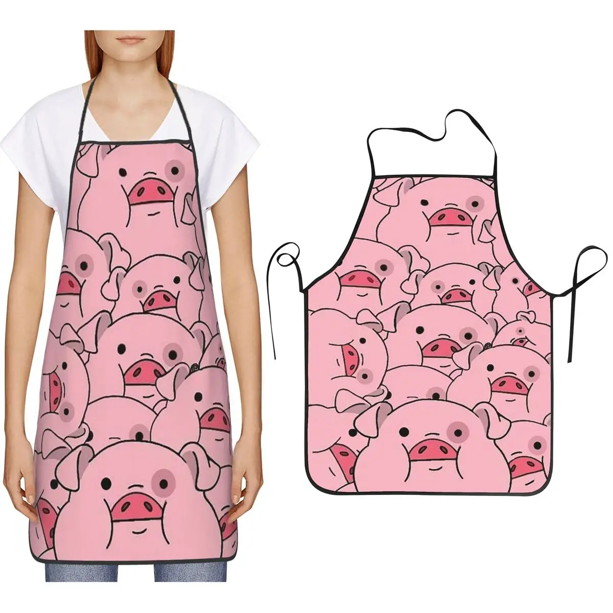 

Ретро мультяшный поросенок, милый розовый поросенок, фартуки с принтом, шеф-повар, кулинария, столбик, нагрудник, кухонный сарафан для уборки для женщин и мужчин, садоводство