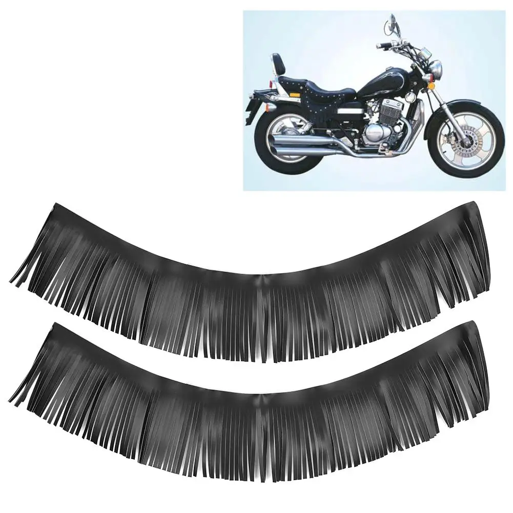 2pcs Motorcycle Retro Pedal Saddlebag Craft Leather Fringe()