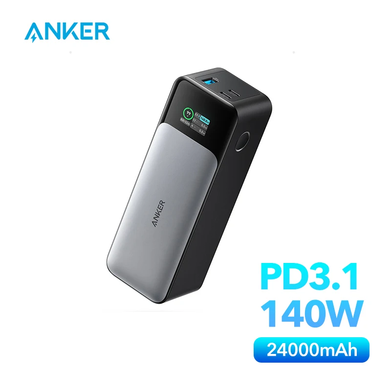 Anker 737 Power Bank 24000mAh 140W Powerbank 3-portowy przenośny akumulator zapasowy akumulator szybkiego ładowania