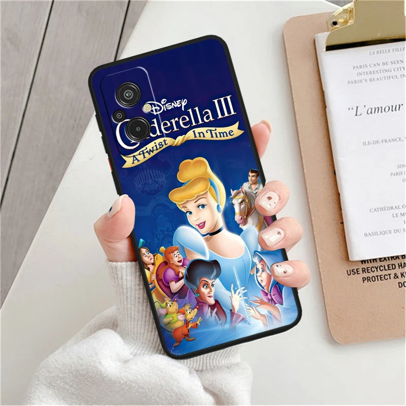 Disney Cinderella Cute For Xiaomi Redmi K60 12C 12 11A A1 11 10C 10X 9T 9C 9AT 8A Pro Silicone Black Phone Case