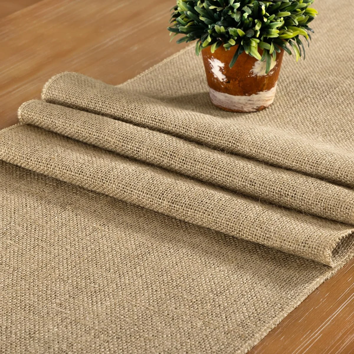 Natural Jute Burlap Table Runner Farmhouse Jute Fabric Chair Sashes Placemat Thanksgiving Rustic for Dining Christmas Home Decor