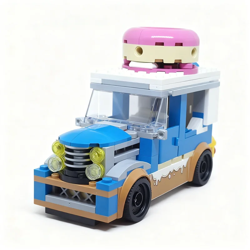 194pcs MOC City Oldschool Donut Van Model Building Blocks Toys Construction Christmas Gifts Education Idea Birthday Kids DIY