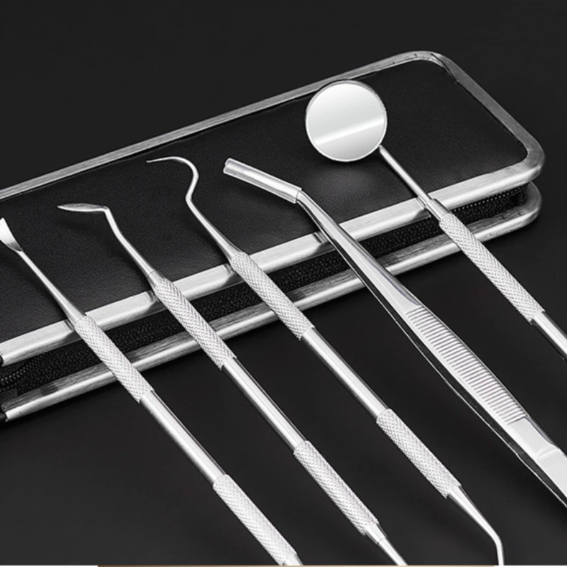 4/5/6 Pcs Stainless Steel Dental Dentist Prepared Tool Set Instruments Tweezer Hoe Sickle Scaler Mirror Tartar