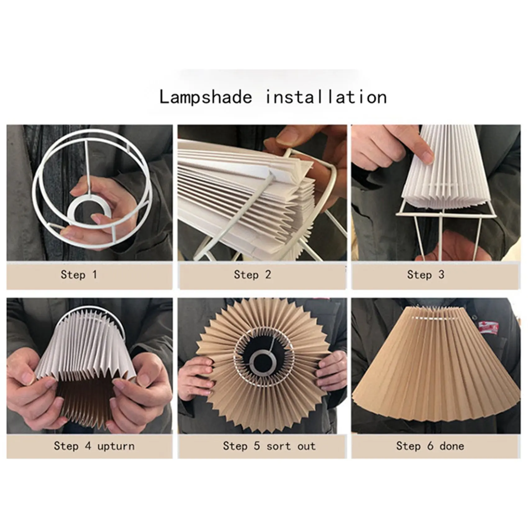 ABUL-2X Pleats Lampshade Table Lamp Standing Lamps Japanese Style Pleated Lampshade Creative Desk Lamp Shade Bedroom Lamps -B