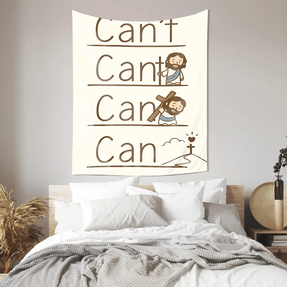 Cant Cant Can Can Inspirational Motivational Tapestry Machine Washable All Season Home Living Room Bedroom Wall DecorQuick Setup