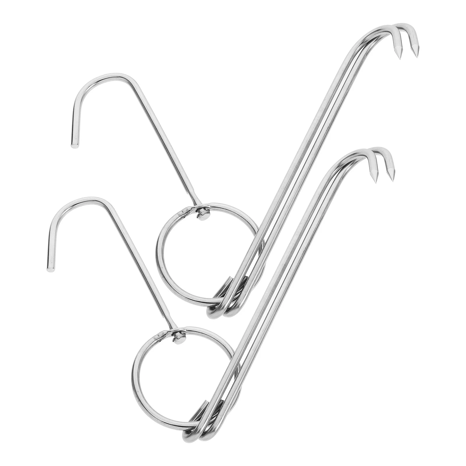

2Pcs Stainless Steel Hooks Rotary Meat Hooks for Grilling Bacon Hanger Safe Practical Multipurpose Kitchen Tools