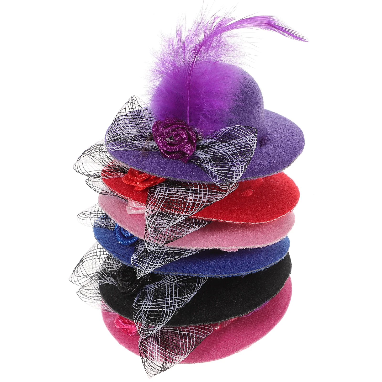 

6Pcs Mini Princess Hair Accessories Tiny Hats for Crafts Polyester Bowler Hats Small Top Hat Party Decorations Durable