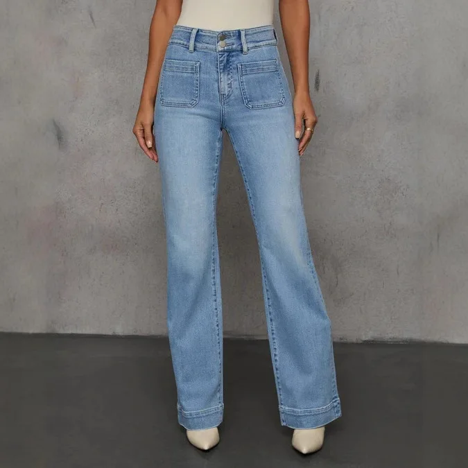 

High Waist Wide Leg Jeans Straight Cut Slimming Denim Pants Women's Faion Autumn Collection High Waist Long Pants