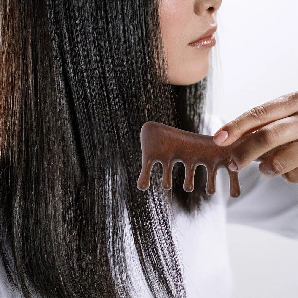 2Pcs Sandalwood Wide Tooth Hair Comb Wooden Massage Comb Scalp Care Detangler No Static Hair Tool Massage Tool