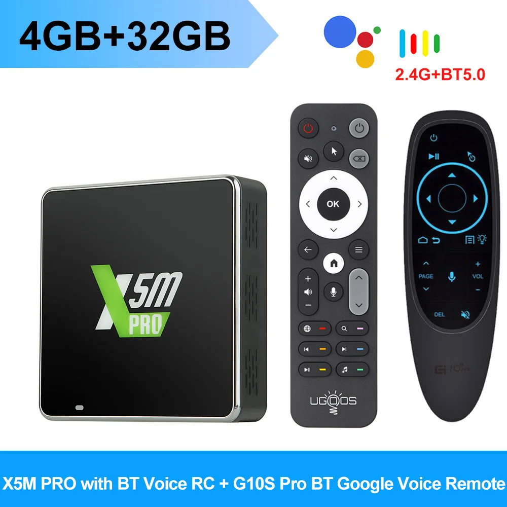 UGOOS X4Q Pro LPDDR4 4GB 32GB TV Box Android 11 Amlogic S905X4 X5M Pro 14 OS 1000M BT 4K Google Voice 2GB 16GB 32GB X4Q Cube Pro