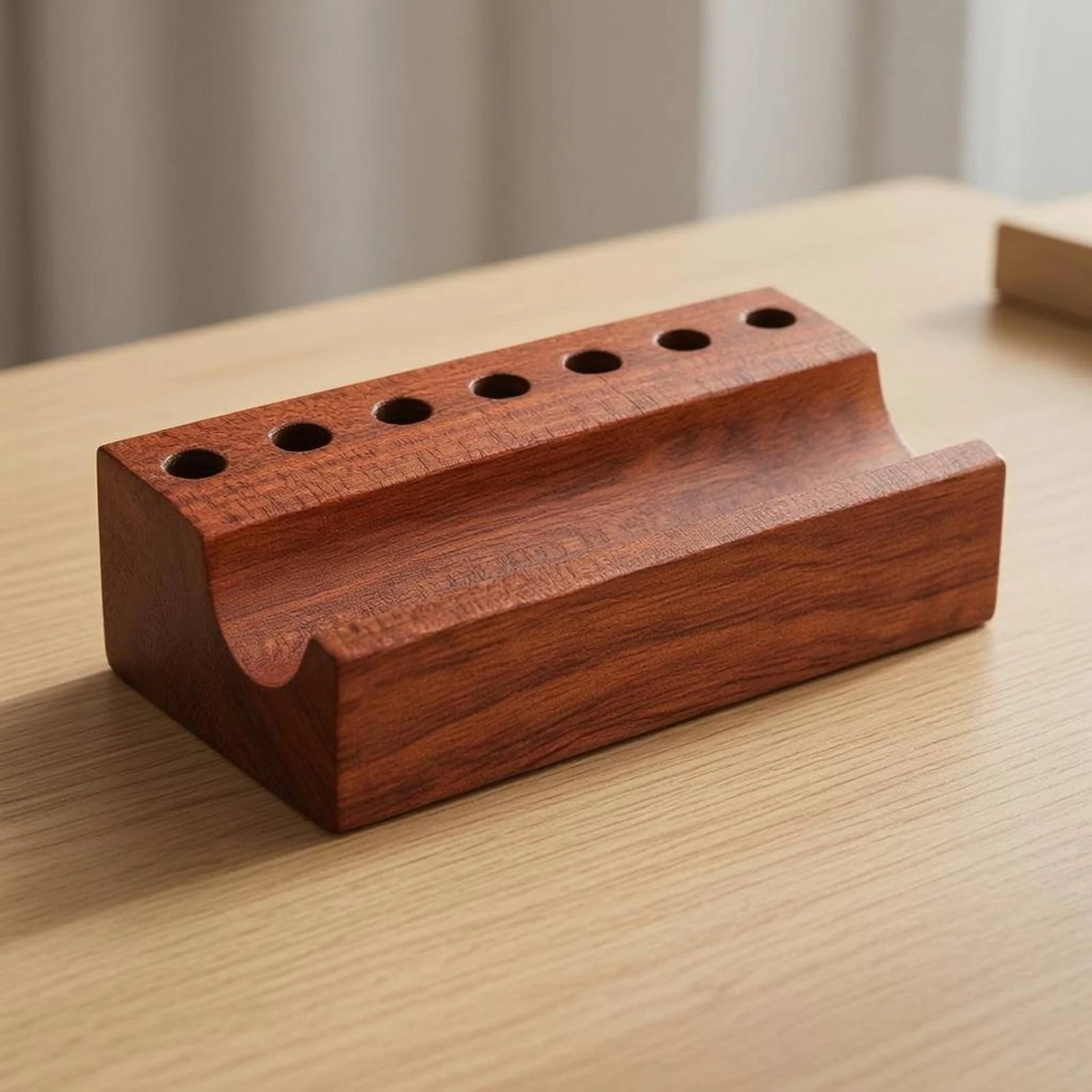 Wood Pen Stand Minimalist Wooden Pen Display Stand Desk Accessory Space-Saving Multi-Purpose