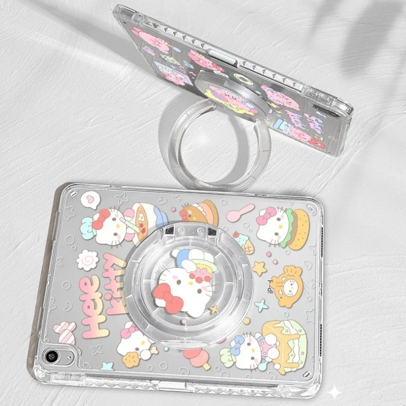 

Kawaii Sanrio Ipad Case for 2025 11th Generation Pro 11in Kitty Case 360° Acrylic Case for 9th 10.2in Air6 7 13in Mini4 Cover