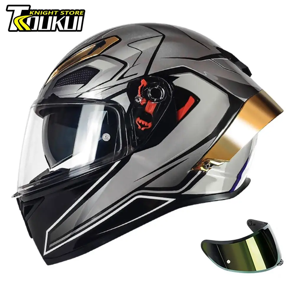 

Motorcycle Helmet 6 Colors Visors Casco Moto Helmet Full Face Helmet Double Lens Capacete De Moto DOT Approved Cycling Helmet