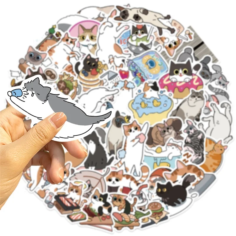 10/30/50PCS Kawaii Naughty Cat PVC Sticker Aesthetic DIY Children's Korean Decoration Scrapbooking Supplies Hand Accounting