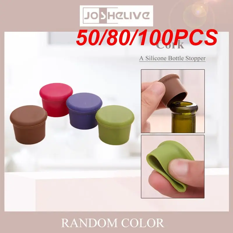 50/80/100PCS Wine Beer Cover Keep Fresh Cork New Silicone Leak Free Bar Tools Bottle Stopper Flexible Bottle Sealers