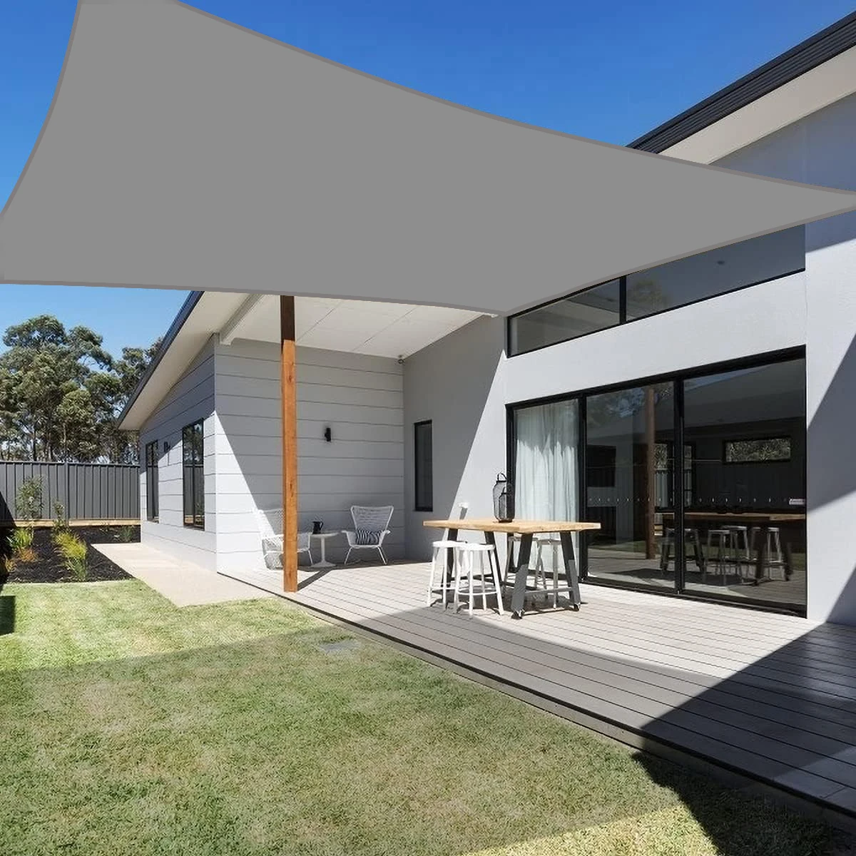 Rectangular Gray Sunshade Sail, Waterproof Awning, Rainproof UV-Proof Sunshade Cloth, Suitable for Balcony, Courtyard