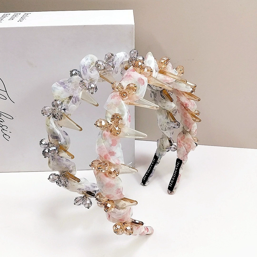 

Повязка на голову с зубцами для женщин, нескользящая повязка для волос с бисером для женщин и девочек, повязки на голову с кристаллами, аксессуары для волос оптом