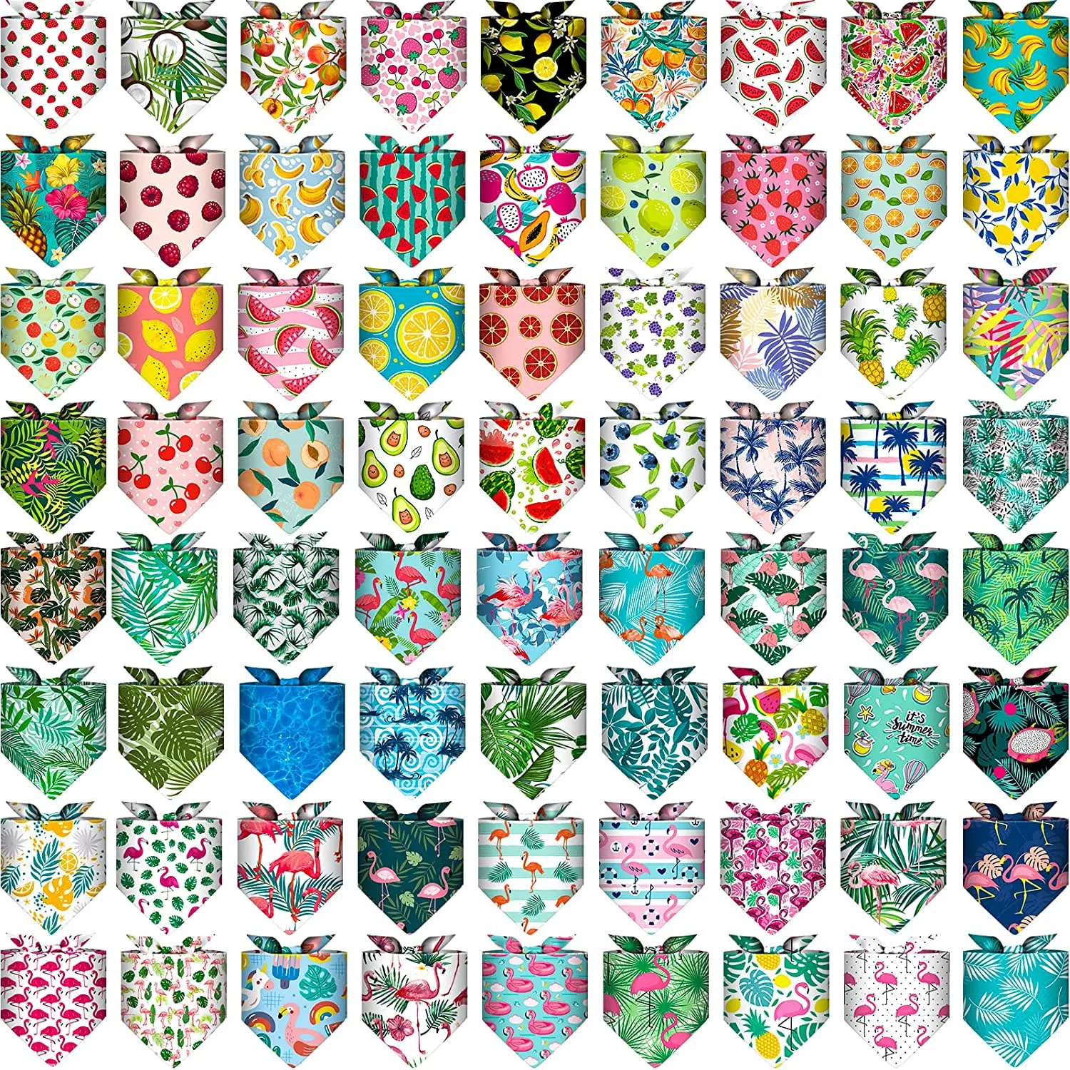 30Pack Spring Floral And Summer Fruit Cute Dog Bandanas Soft Triangle Dog Scarfs Polyester Bandana for Small Medium Large Pets