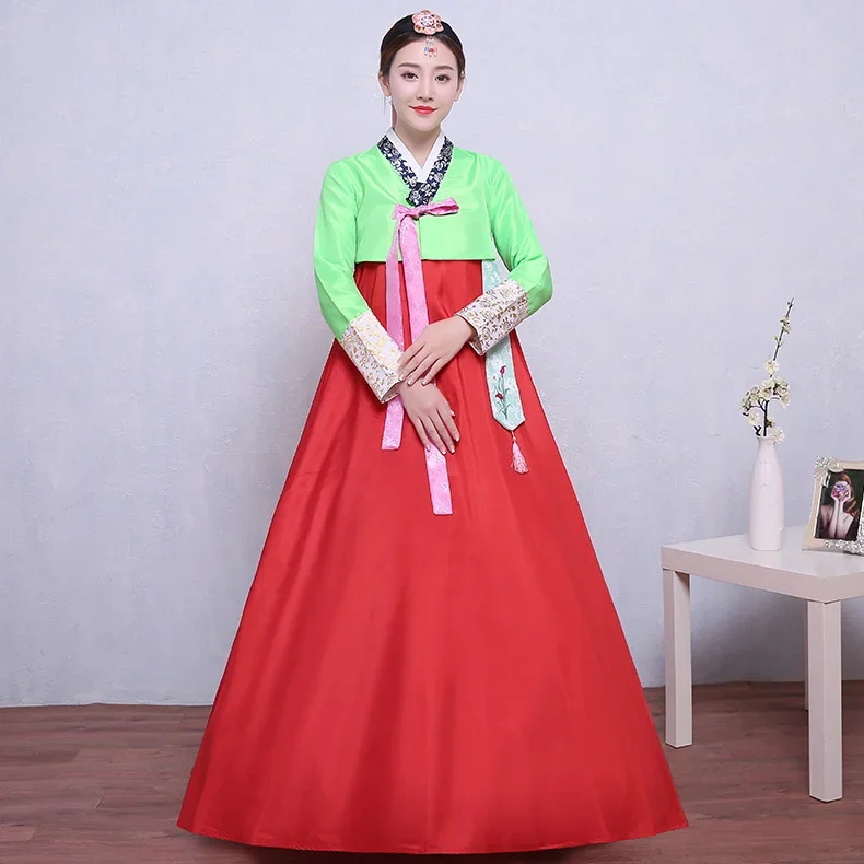 High Quality Multicolor Traditional Korean Hanbok Dress Women Folk Stage Dance Costume Baby Girl Traditional Wedding Party