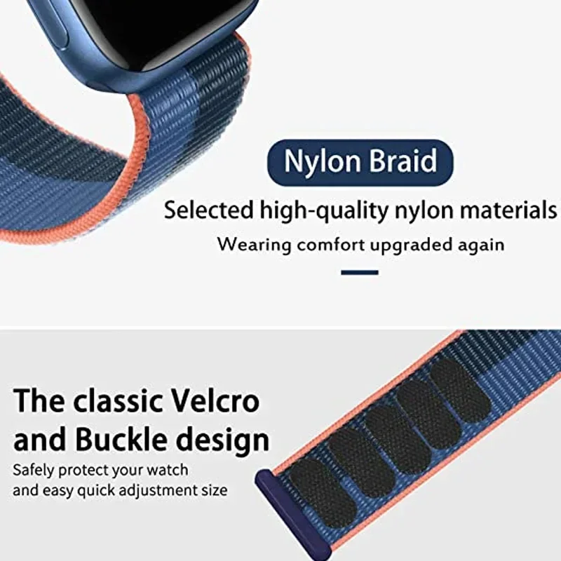 Anello in Nylon per cinturino Apple Watch cinturino Ultra2 49mm 44mm 40mm 45mm 41mm 42mm bracciale iwatch Serie apple Watch Band 9 8 se 7 6 5 3