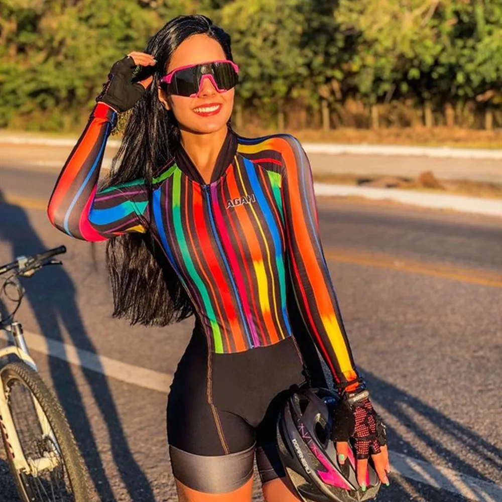 AGAH Brazil Woman Monkey Summer Long Sleeve Quickdrying Triathlon One-piece Leotard Outdoor Mujer Clothing Ciclismo Feminino kit