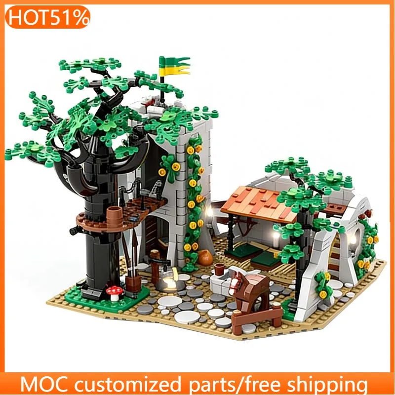 

1200 PCS City Street Forest Men's Camp MOC Customize Modular Building Block Design Simple Creative Design DIY Festival Toy Gift