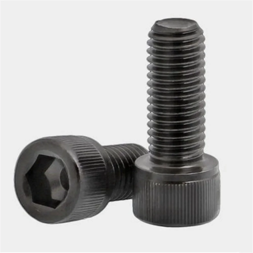 5pcs/100pcs DIN912 Hex Socket M1.6 M2 M2.5 M3 M4 M5 M6 M7 M8*3mm to 100mm G12.9 black hexagon allen Cap  Head Screw