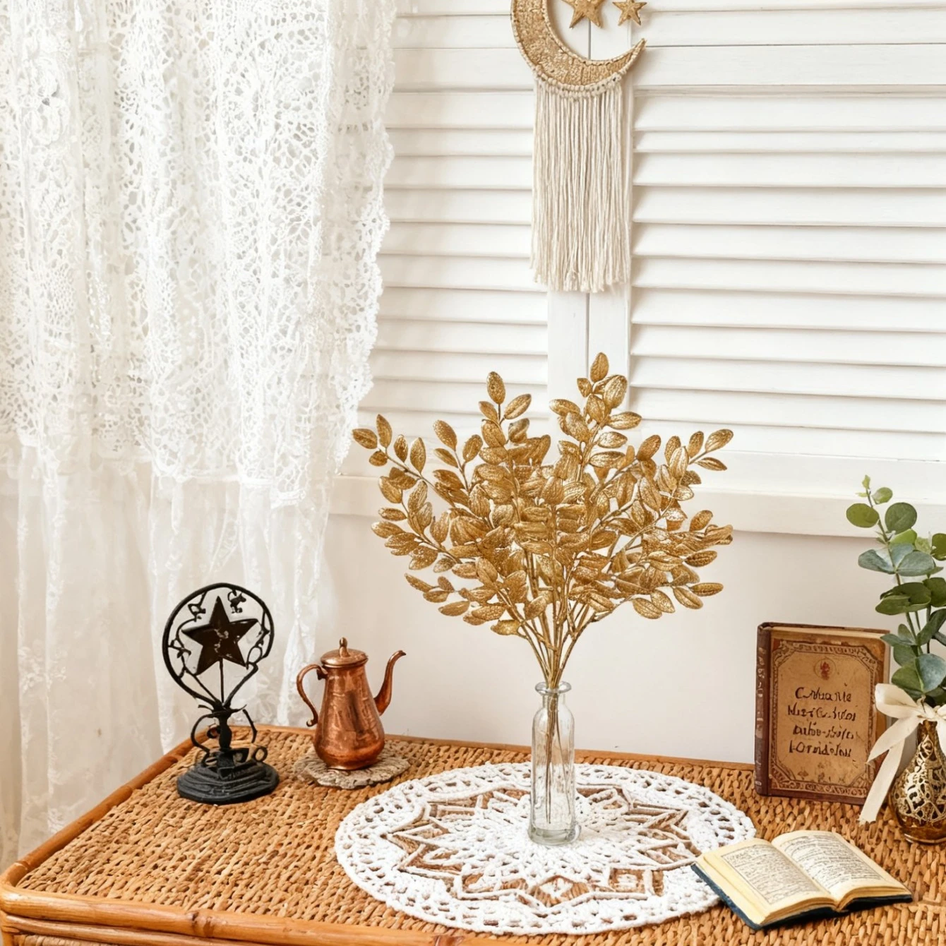 Artificial Golden Leaves Plant Home Room Table Vase Ornament Outdoor Wedding Bridal Yard Holiday Accessories DIY Decorative Gift