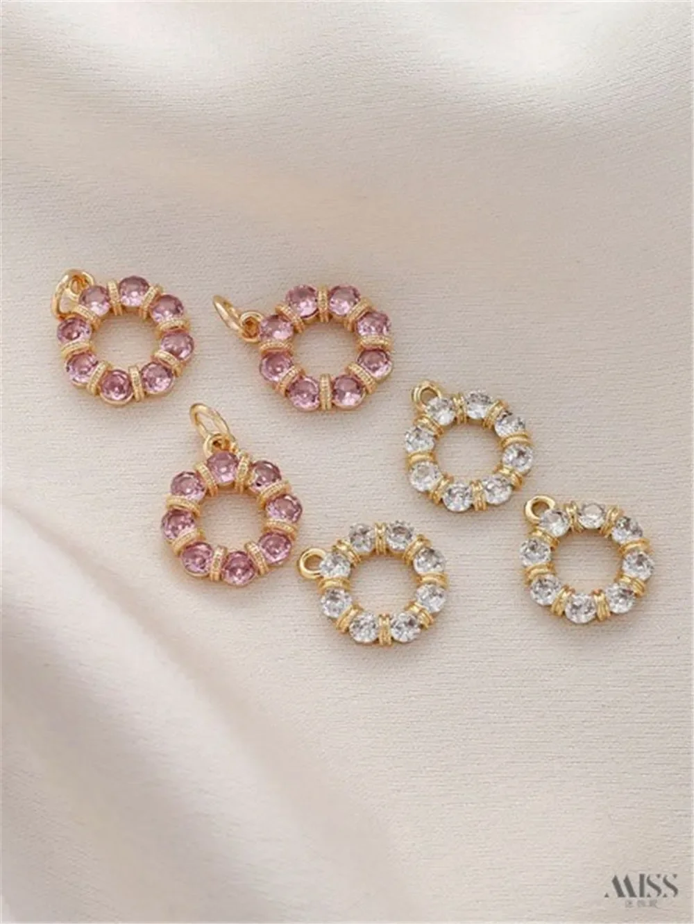 14K Bag Gold Inlaid Zircon Closed Ring Wreath Ring DIY Bracelet Necklace Earrings Ear Hanging Jewelry Accessories
