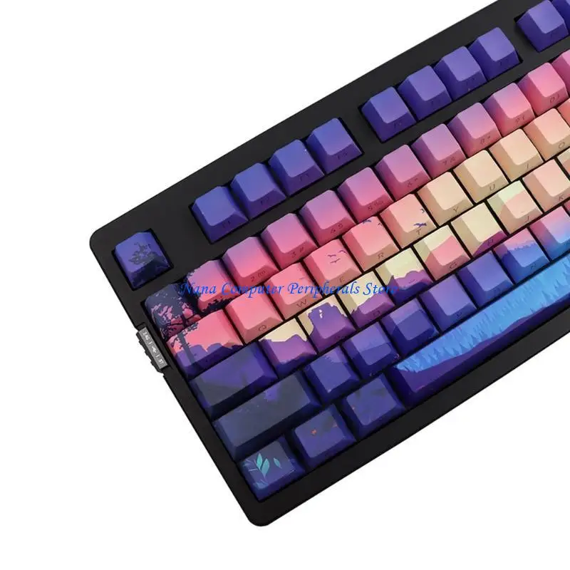 

F68C 124PCS Dye Sublimation Keycap Set Thick PBT Backlit Keycaps Mechanical Keyboards