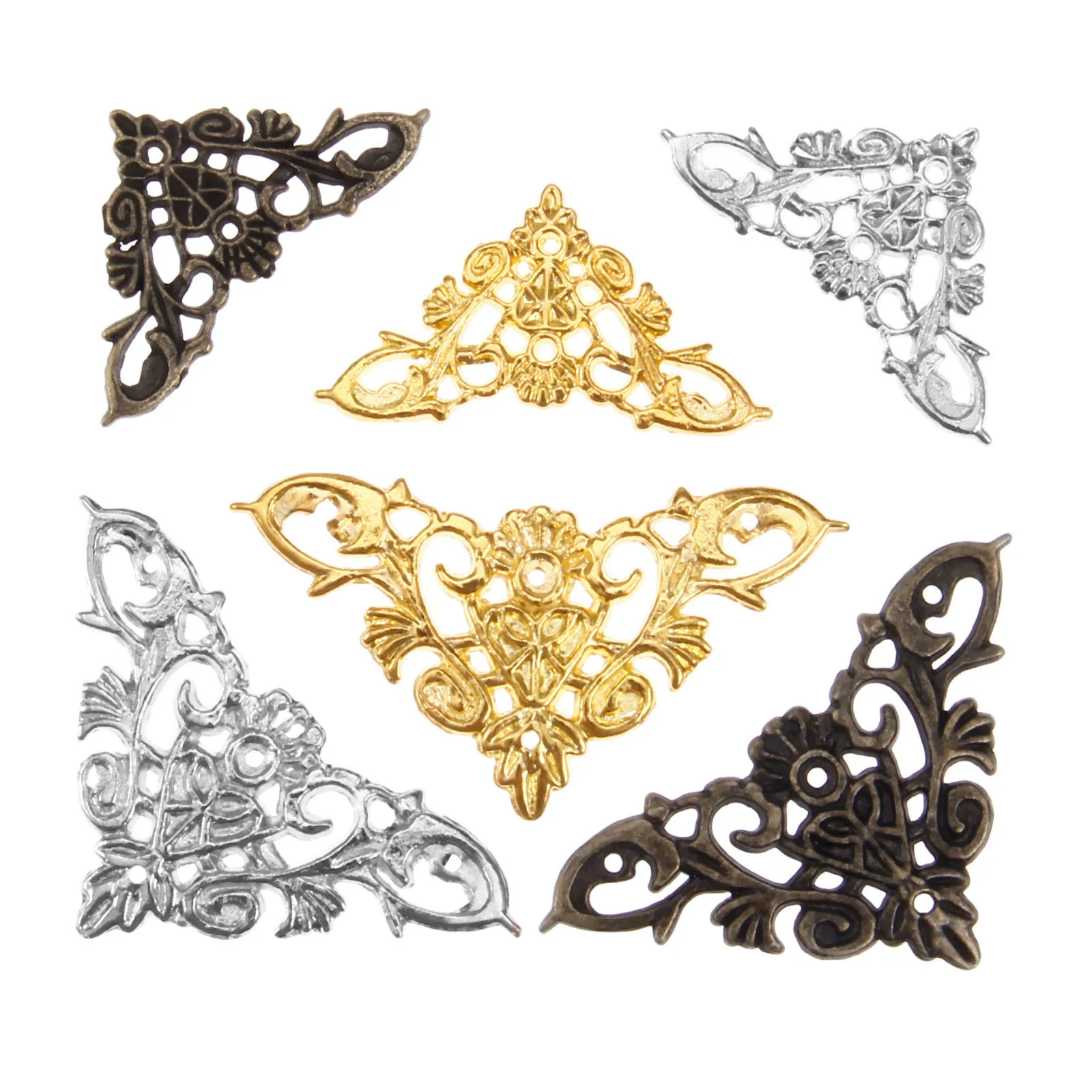 20 Pcs Cupboard Wood Corner Decorative Flower Wrap Corners Bronze Cover Guard Box Feet Metal Embossed Corner Code 35mm +Screws - view 5
